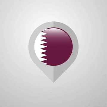 Map Navigation pointer with Qatar flag design vector Stock Illustration