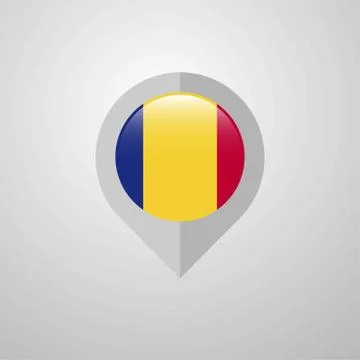 Map Navigation pointer with Romania flag design vector Illustrazione stock
