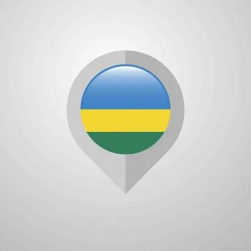 Map Navigation pointer with Rwanda flag design vector Stock Illustration