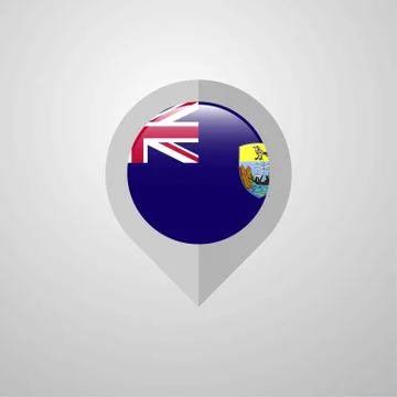 Map Navigation pointer with Saint Helena flag design vector Stock Illustration