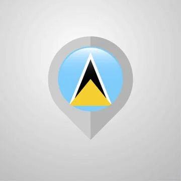 Map Navigation pointer with Saint Lucia flag design vector Stock Illustration