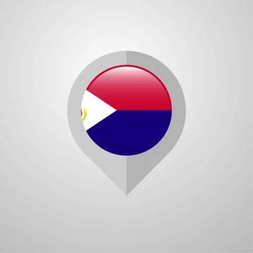 Map Navigation pointer with Saint-Martin flag design vector Stock Illustration