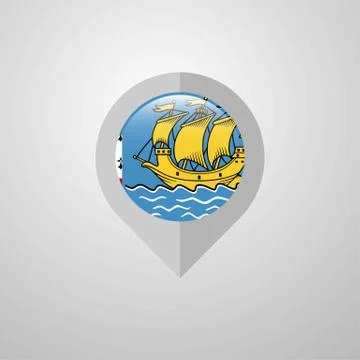 Map Navigation pointer with Saint Pierre and Miquelon flag design vector Stock Illustration