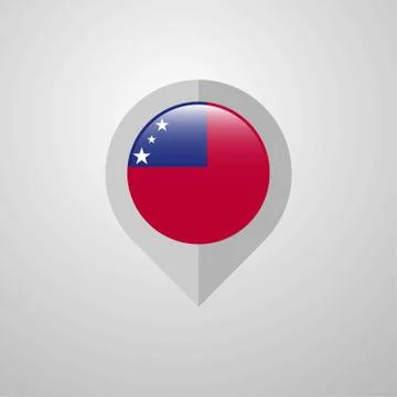 Map Navigation pointer with Samoa flag design vector Stock Illustration