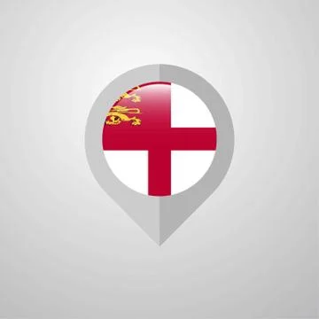 Map Navigation pointer with Sark flag design vector Stock Illustration