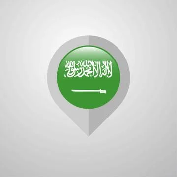 Map Navigation pointer with Saudi Arabia flag design vector Stock Illustration