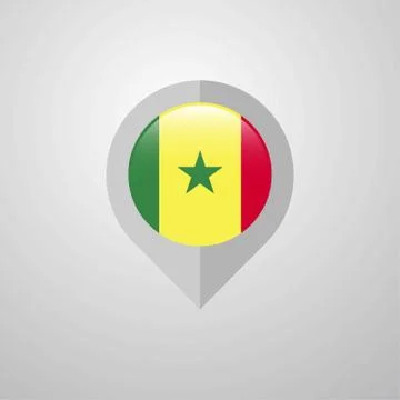 Map Navigation pointer with Senegal flag design vector イラスト素材