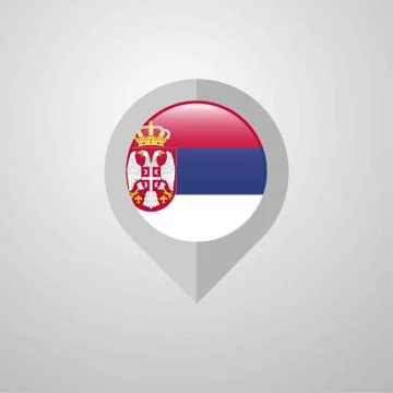 Map Navigation pointer with Serbia flag design vector Stock Illustration