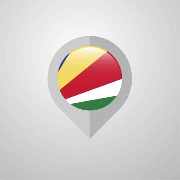 Map Navigation pointer with Seychelles flag design vector Stock Illustration