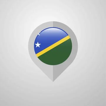 Map Navigation pointer with Solomon Islands flag design vector Stock Illustration