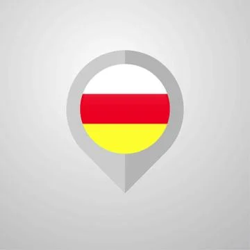 Map Navigation pointer with South Ossetia flag design vector Stock Illustration