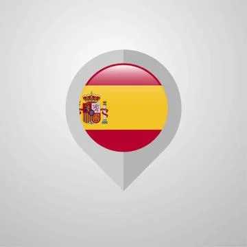 Map Navigation pointer with Spain flag design vector Stock Illustration
