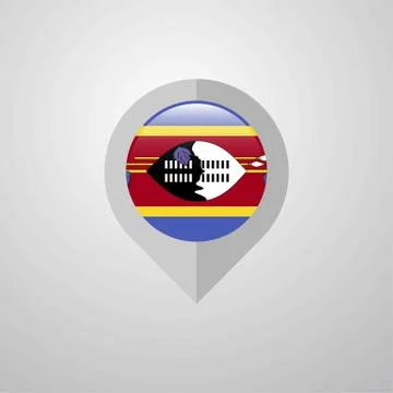 Map Navigation pointer with Swaziland flag design vector Illustrazione stock