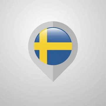 Map Navigation pointer with Sweden flag design vector Illustrazione stock