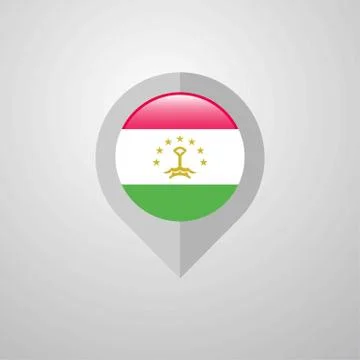 Map Navigation pointer with Tajikistan flag design vector 库存插图