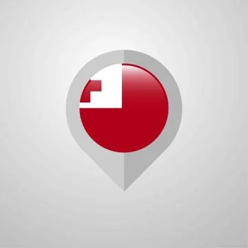 Map Navigation pointer with Tonga flag design vector Illustrazione stock