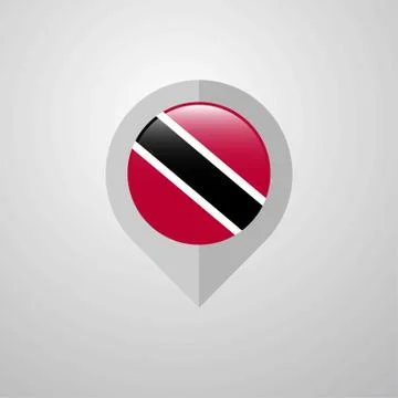 Map Navigation pointer with Trinidad and tobago flag design vector Illustrazione stock
