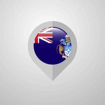 Map Navigation pointer with Tristan da Cunha flag design vector Stock Illustration