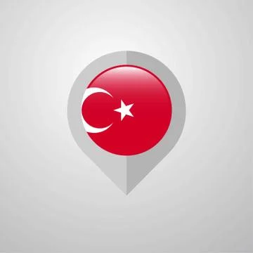 Map Navigation pointer with Turkey flag design vector イラスト素材