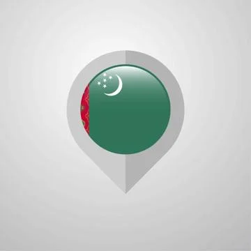 Map Navigation pointer with Turkmenistan flag design vector 스톡 일러스트