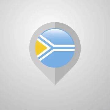 Map Navigation pointer with Tuva flag design vector Stock Illustration
