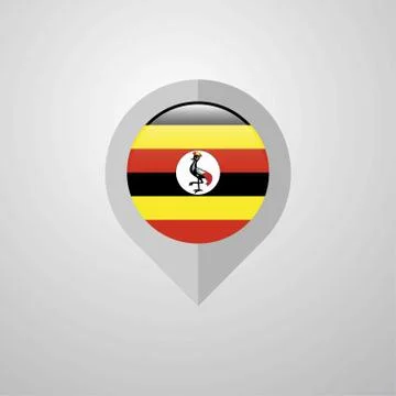 Map Navigation pointer with Uganda flag design vector Stock Illustration