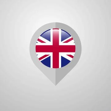 Map Navigation pointer with United Kingdom flag design vector Stock Illustration