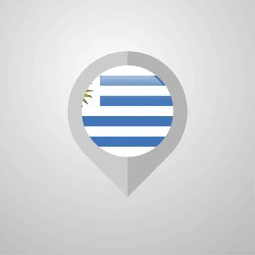Map Navigation pointer with Uruguay flag design vector Stock Illustration