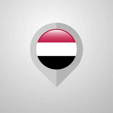 Map Navigation pointer with Yemen flag design vector 스톡 일러스트