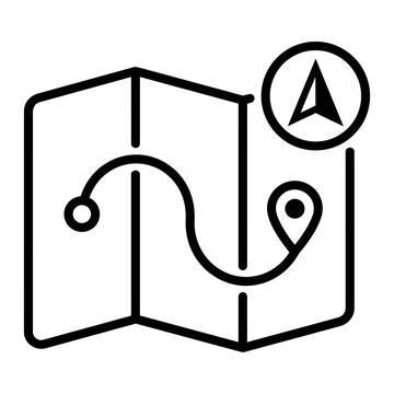 Map navigation route icon with compass direction and destination point, loc.. 스톡 일러스트