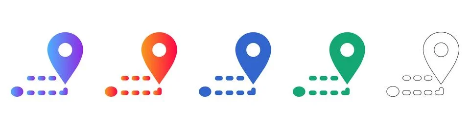 Map Navigation Route Icon Set Stock Illustration