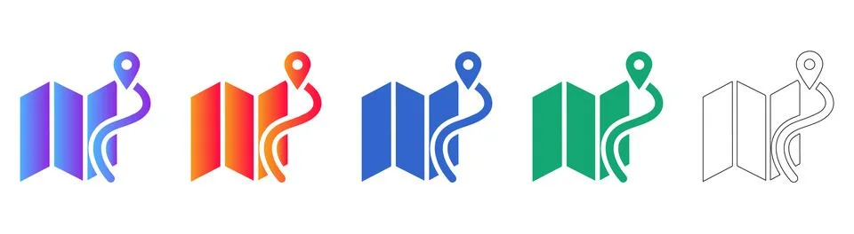 Map with Navigation Route Marker Icons Stock Illustration