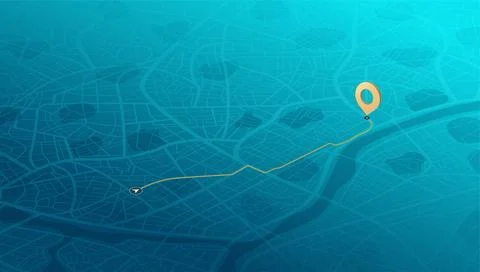 Map navigation. Route planning, Location tracking geolocation. Stock Illustration