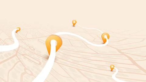 Map navigation. Route planning, location tracking. Abstract city map with GPS Stock Illustration