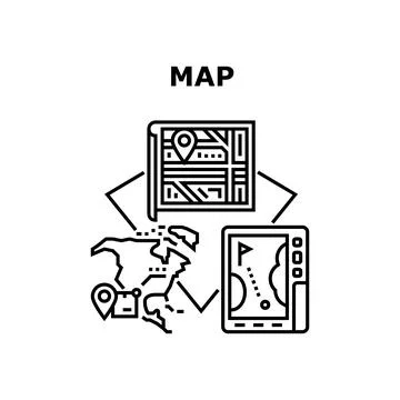 Map Navigation Vector Concept Black Illustration Stock Illustration