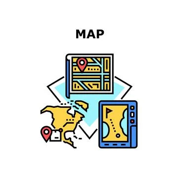 Map Navigation Vector Concept Color Illustration Stock Illustration