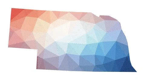 Map of Nebraska. Low poly illustration of the us state. Geometric design wi.. Stockillustratie