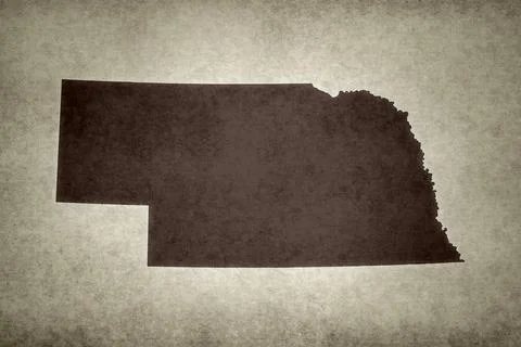 Map of Nebraska on a paper Stock Illustration