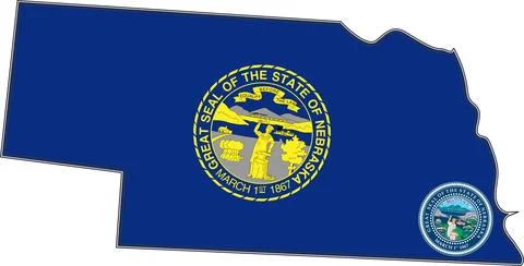 Map of Nebraska State USA Stock Illustration
