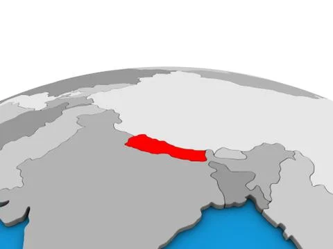 Map of Nepal on 3D globe Illustrazione stock