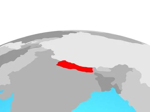 Map of Nepal on globe Stock Illustration