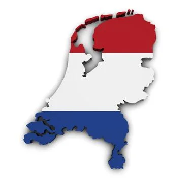 Map of netherlands 3d shape Stock Illustration