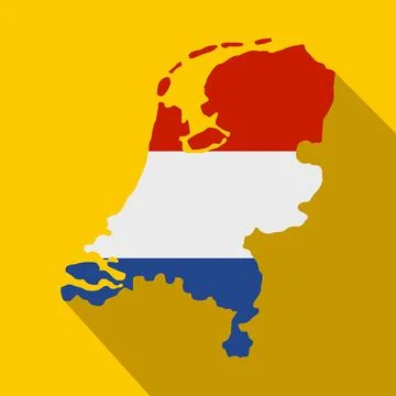 Map of Netherlands with Dutch flag icon Stock Illustration