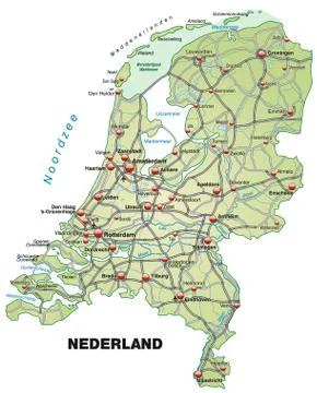 Map of netherlands with highways Stock Illustration