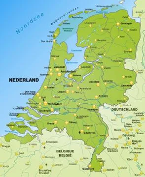 Map of netherlands as an overview map in green Stock Illustration