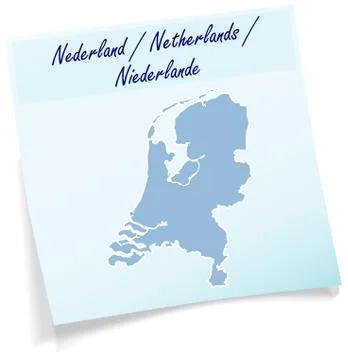 Map of netherlands as sticky note Stock Illustration