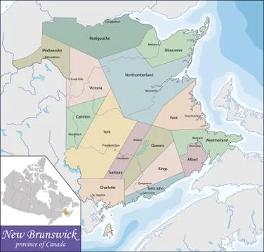 Map of New Brunswick Stock Illustration