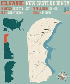Map of New Castle County in Delaware Stock Illustration
