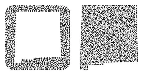 Map of New Mexico State - Dot Collage with Subtracted Space Stock Illustration