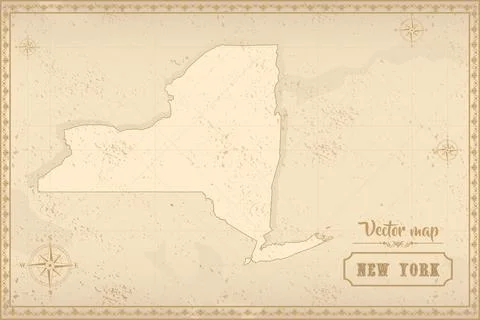 Map of New York in the old style Stock Illustration